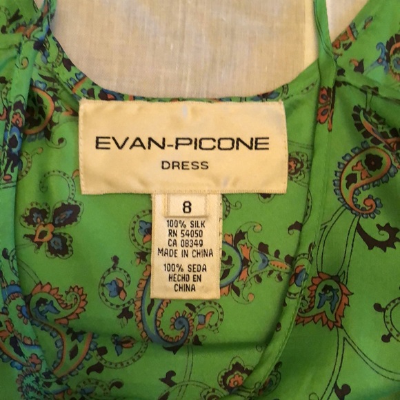 Evan Picone green silk dress with slip - Picture 3 of 3
